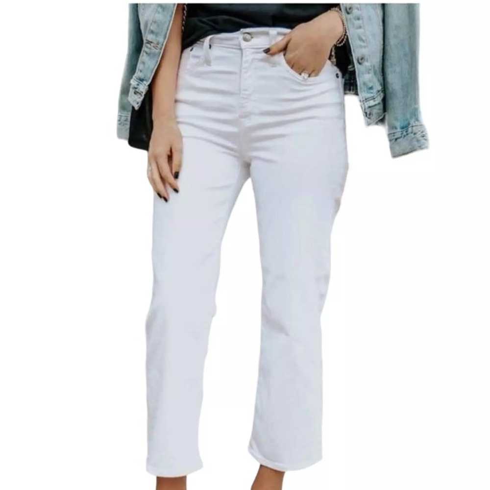 CAbi White Ankle Kick It Cropped Jeans High-Waisted